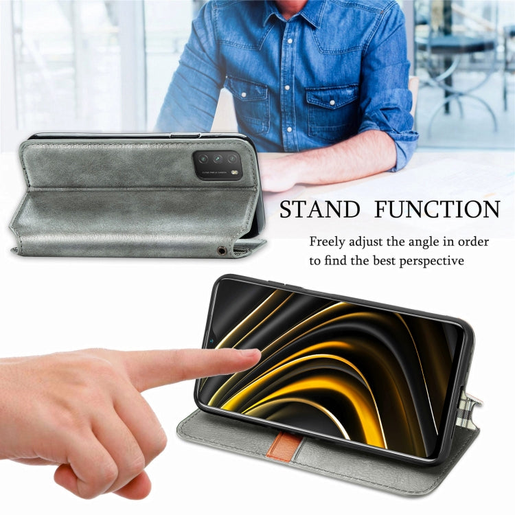 For Xiaomi POCO M3 Cubic Grid Pressed Horizontal Flip Magnetic PU Leather Case with Holder & Card Slots & Wallet