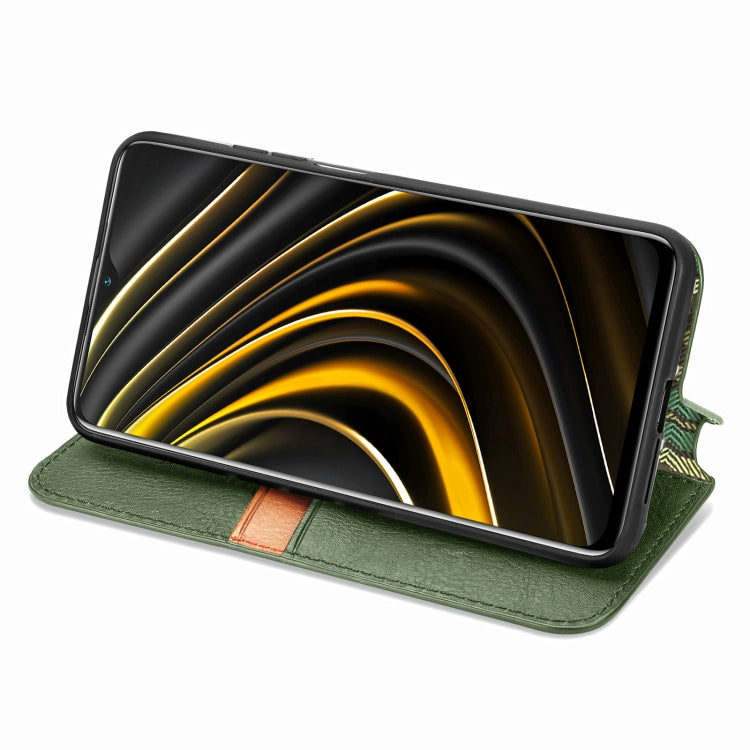 For Xiaomi POCO M3 Cubic Grid Pressed Horizontal Flip Magnetic PU Leather Case with Holder & Card Slots & Wallet