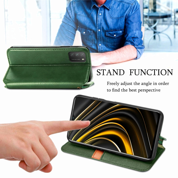 For Xiaomi POCO M3 Cubic Grid Pressed Horizontal Flip Magnetic PU Leather Case with Holder & Card Slots & Wallet