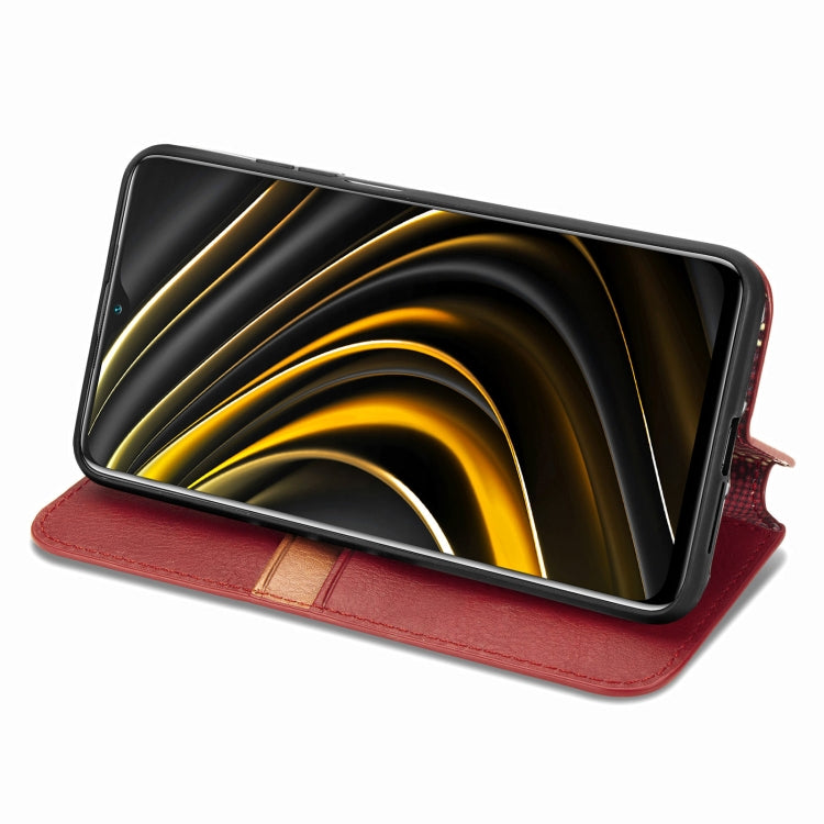 For Xiaomi POCO M3 Cubic Grid Pressed Horizontal Flip Magnetic PU Leather Case with Holder & Card Slots & Wallet