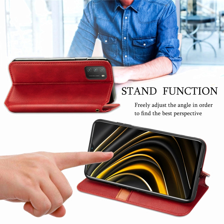 For Xiaomi POCO M3 Cubic Grid Pressed Horizontal Flip Magnetic PU Leather Case with Holder & Card Slots & Wallet