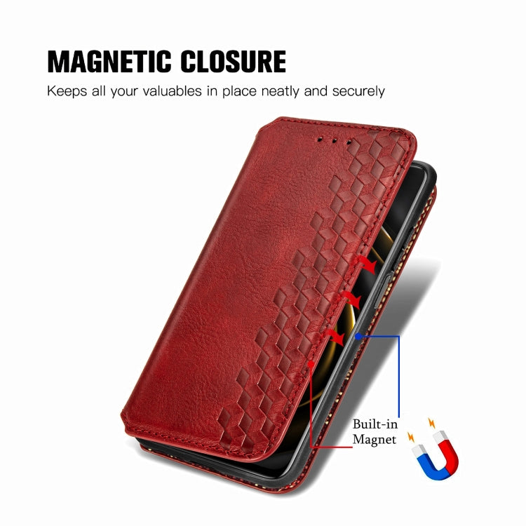 For Xiaomi POCO M3 Cubic Grid Pressed Horizontal Flip Magnetic PU Leather Case with Holder & Card Slots & Wallet