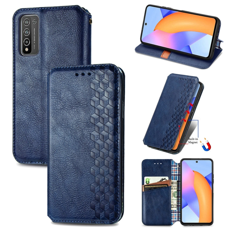 For Huawei Honor 10 X Lite Cubic Grid Pressed Horizontal Flip Magnetic PU Leather Case with Holder & Card Slots & Wallet