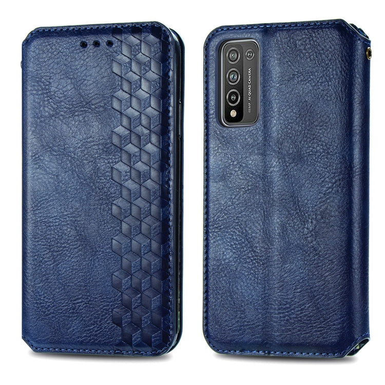 For Huawei Honor 10 X Lite Cubic Grid Pressed Horizontal Flip Magnetic PU Leather Case with Holder & Card Slots & Wallet