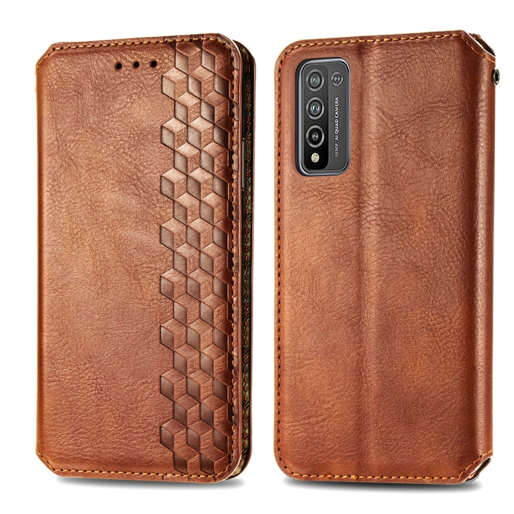 For Huawei Honor 10 X Lite Cubic Grid Pressed Horizontal Flip Magnetic PU Leather Case with Holder & Card Slots & Wallet