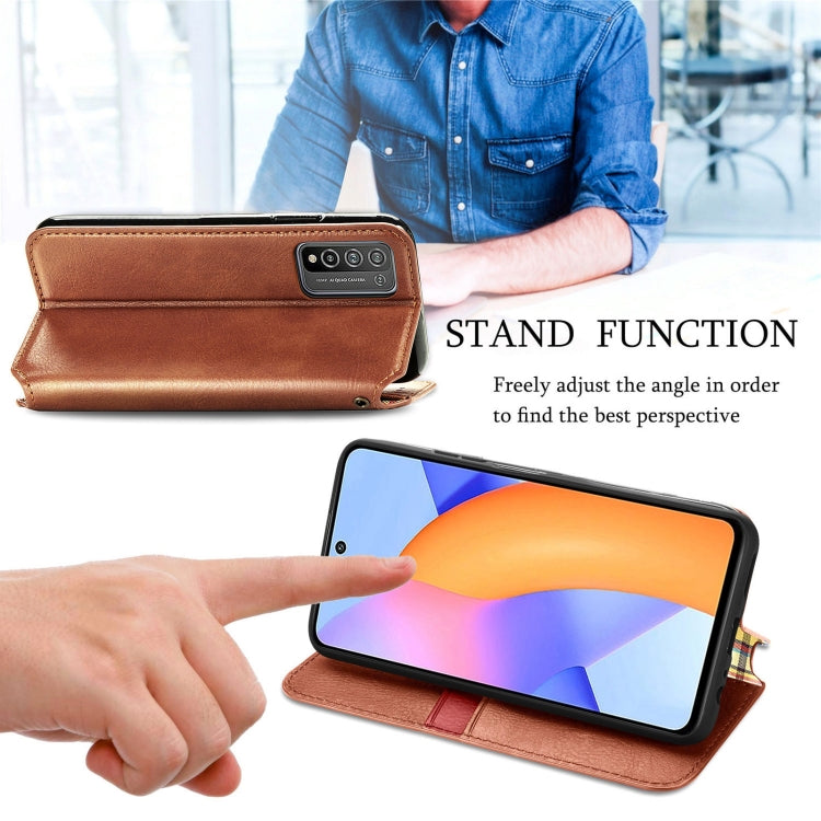 For Huawei Honor 10 X Lite Cubic Grid Pressed Horizontal Flip Magnetic PU Leather Case with Holder & Card Slots & Wallet