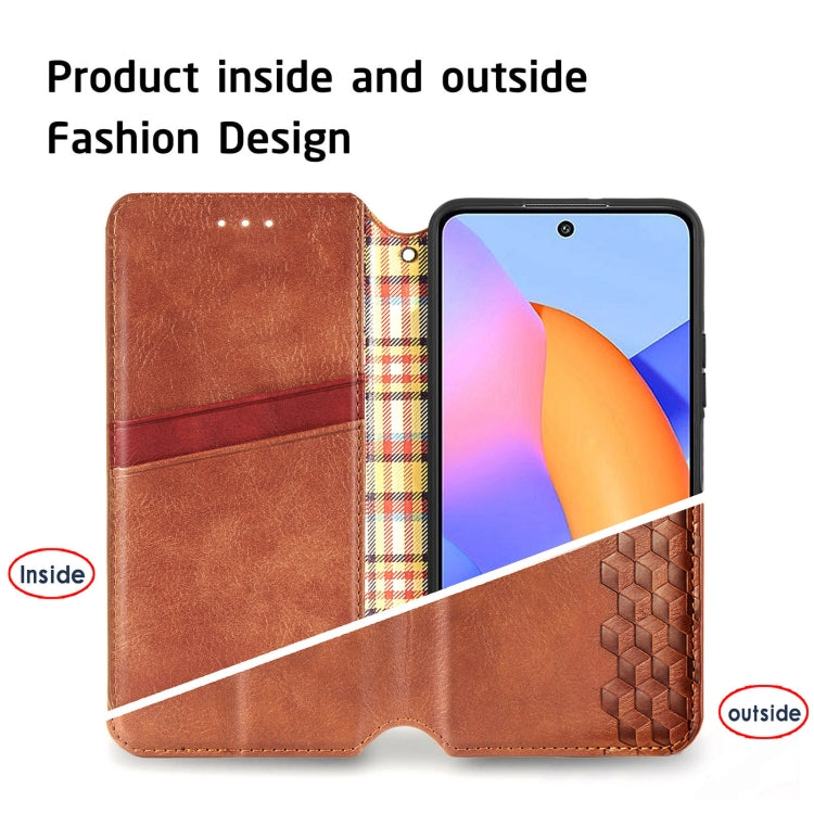 For Huawei Honor 10 X Lite Cubic Grid Pressed Horizontal Flip Magnetic PU Leather Case with Holder & Card Slots & Wallet