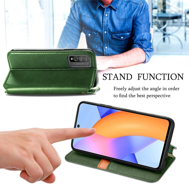 For Huawei Honor 10 X Lite Cubic Grid Pressed Horizontal Flip Magnetic PU Leather Case with Holder & Card Slots & Wallet