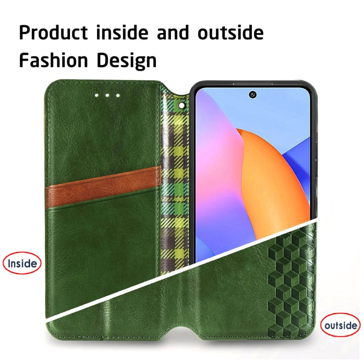 For Huawei Honor 10 X Lite Cubic Grid Pressed Horizontal Flip Magnetic PU Leather Case with Holder & Card Slots & Wallet