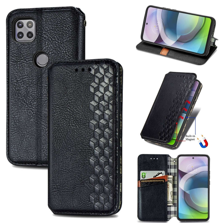 For Motorola MOTO G 5G Cubic Grid Pressed Horizontal Flip Magnetic PU Leather Case with Holder & Card Slots & Wallet