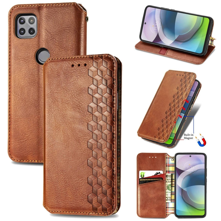 For Motorola MOTO G 5G Cubic Grid Pressed Horizontal Flip Magnetic PU Leather Case with Holder & Card Slots & Wallet