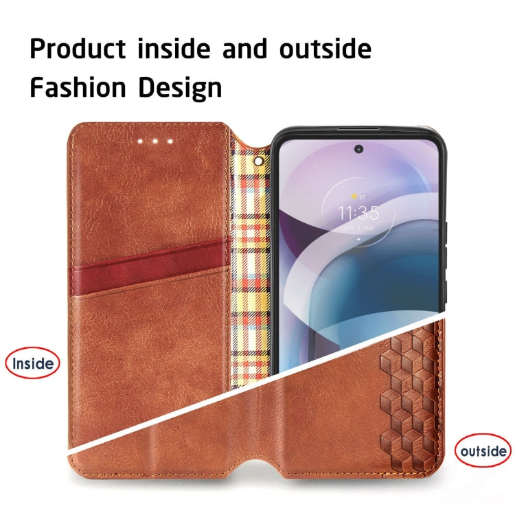 For Motorola MOTO G 5G Cubic Grid Pressed Horizontal Flip Magnetic PU Leather Case with Holder & Card Slots & Wallet