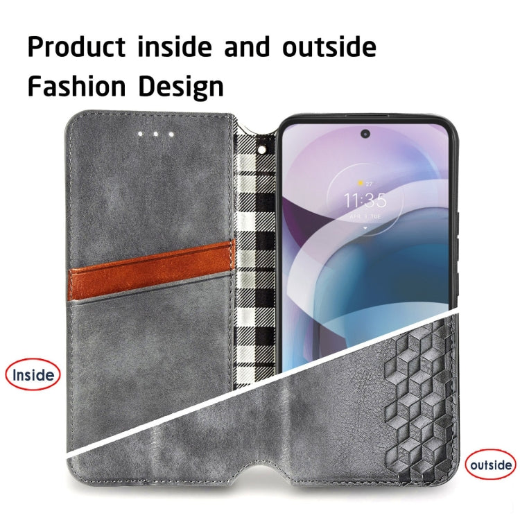 For Motorola MOTO G 5G Cubic Grid Pressed Horizontal Flip Magnetic PU Leather Case with Holder & Card Slots & Wallet
