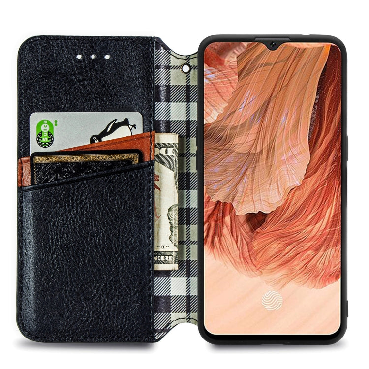 For OPPO F17 Cubic Grid Pressed Horizontal Flip Magnetic PU Leather Case with Holder & Card Slots & Wallet
