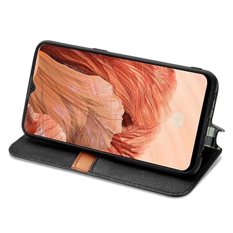 For OPPO F17 Cubic Grid Pressed Horizontal Flip Magnetic PU Leather Case with Holder & Card Slots & Wallet