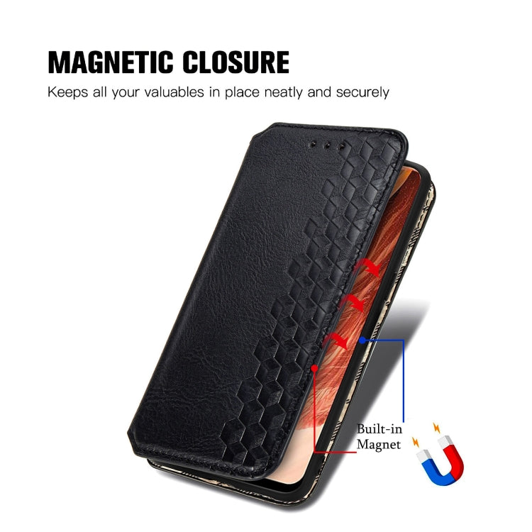 For OPPO F17 Cubic Grid Pressed Horizontal Flip Magnetic PU Leather Case with Holder & Card Slots & Wallet