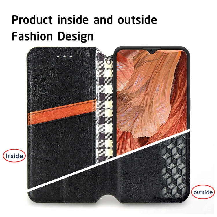 For OPPO F17 Cubic Grid Pressed Horizontal Flip Magnetic PU Leather Case with Holder & Card Slots & Wallet