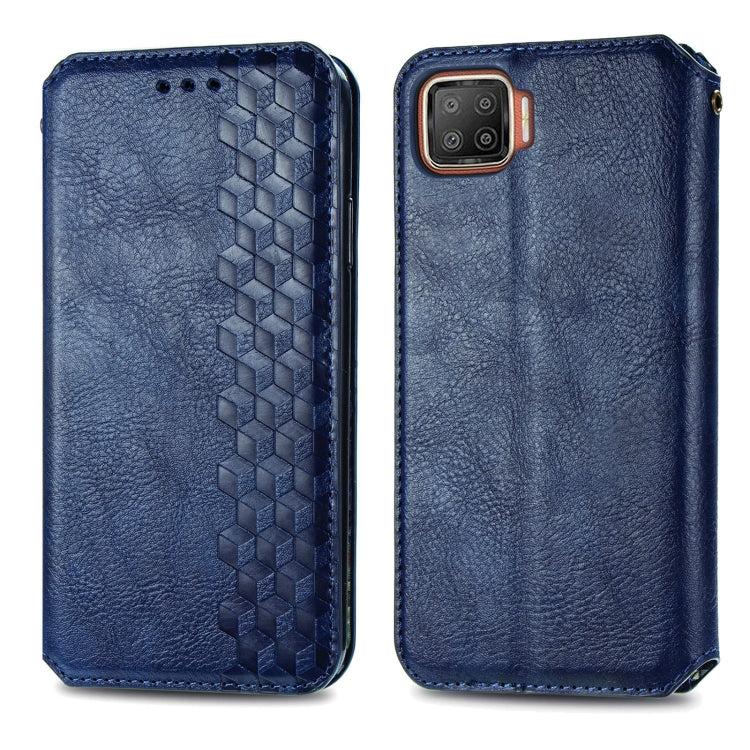 For OPPO F17 Cubic Grid Pressed Horizontal Flip Magnetic PU Leather Case with Holder & Card Slots & Wallet