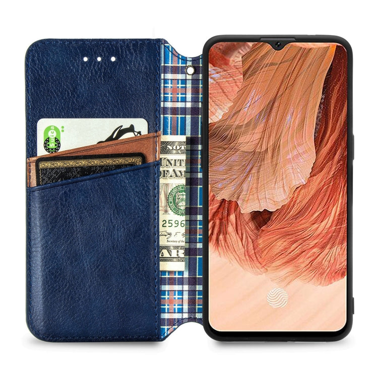 For OPPO F17 Cubic Grid Pressed Horizontal Flip Magnetic PU Leather Case with Holder & Card Slots & Wallet