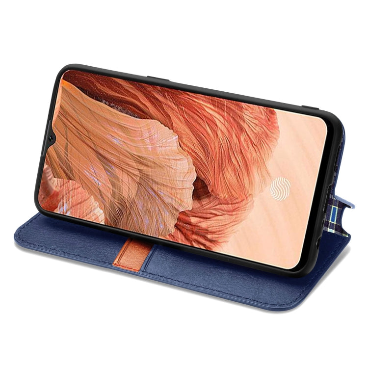 For OPPO F17 Cubic Grid Pressed Horizontal Flip Magnetic PU Leather Case with Holder & Card Slots & Wallet