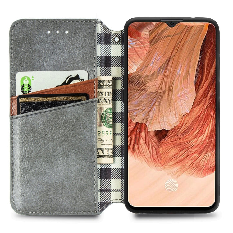 For OPPO F17 Cubic Grid Pressed Horizontal Flip Magnetic PU Leather Case with Holder & Card Slots & Wallet