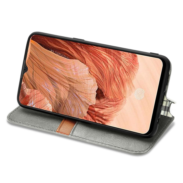 For OPPO F17 Cubic Grid Pressed Horizontal Flip Magnetic PU Leather Case with Holder & Card Slots & Wallet