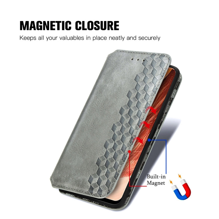 For OPPO F17 Cubic Grid Pressed Horizontal Flip Magnetic PU Leather Case with Holder & Card Slots & Wallet