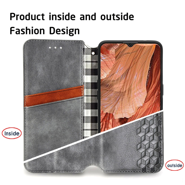 For OPPO F17 Cubic Grid Pressed Horizontal Flip Magnetic PU Leather Case with Holder & Card Slots & Wallet