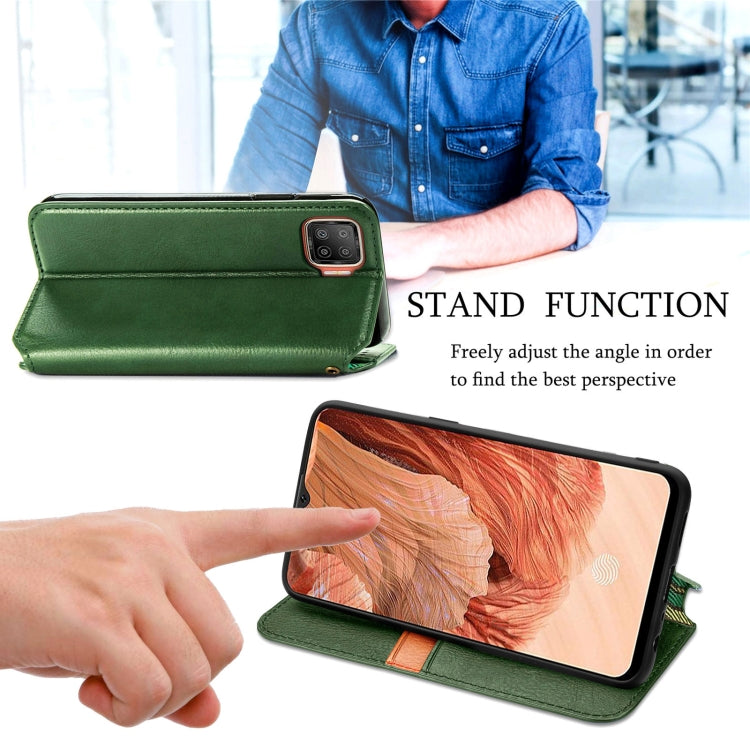 For OPPO F17 Cubic Grid Pressed Horizontal Flip Magnetic PU Leather Case with Holder & Card Slots & Wallet