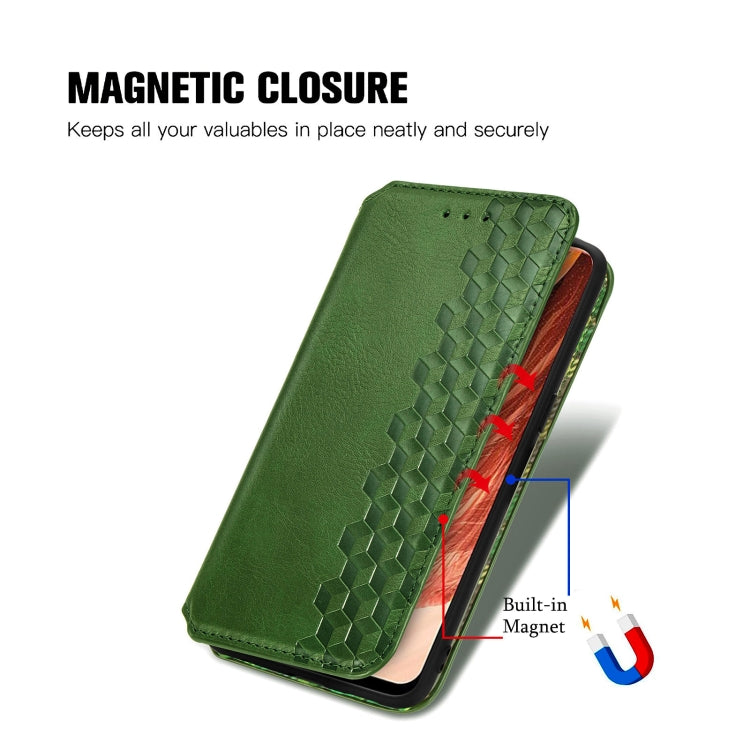 For OPPO F17 Cubic Grid Pressed Horizontal Flip Magnetic PU Leather Case with Holder & Card Slots & Wallet
