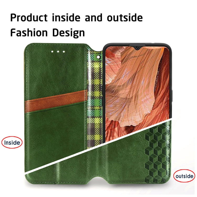 For OPPO F17 Cubic Grid Pressed Horizontal Flip Magnetic PU Leather Case with Holder & Card Slots & Wallet