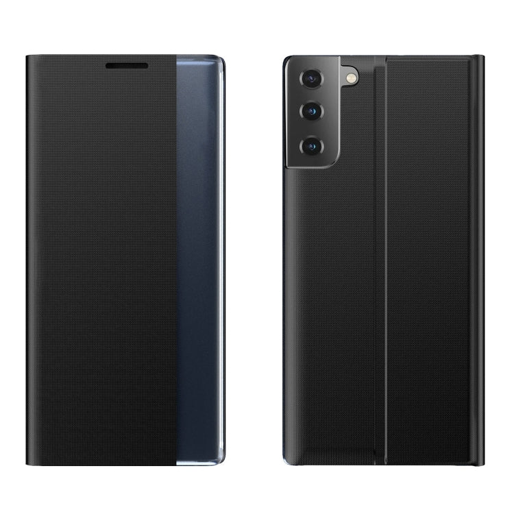 Side Display Magnetic Horizontal Flip Plain Texture Cloth + PC Case with Holder & Sleep / Wake-up Function For Samsung Galaxy S21+ 5G