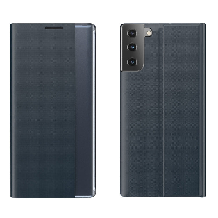 Side Display Magnetic Horizontal Flip Plain Texture Cloth + PC Case with Holder & Sleep / Wake-up Function For Samsung Galaxy S21+ 5G