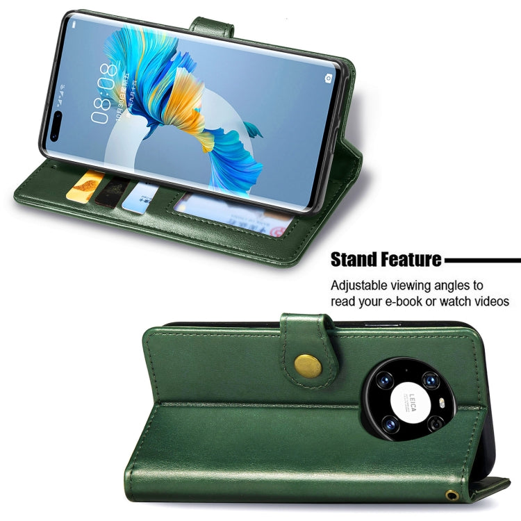 For Huawei Mate 40 Pro Retro Solid Color Leather Buckle Phone Case with Lanyard & Photo Frame & Card Slot & Wallet & Stand Function