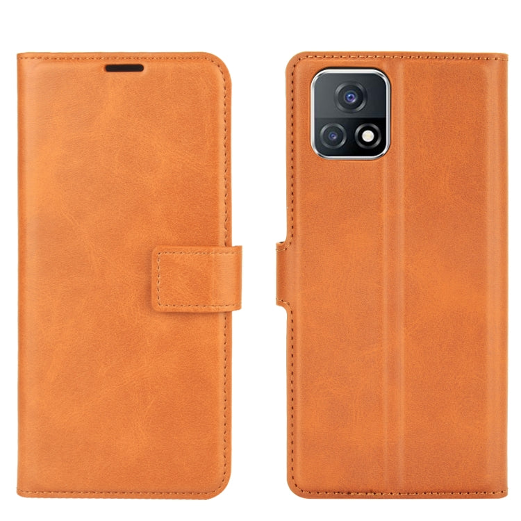 Retro Calf Pattern Buckle Card Wallet Left and Right Flip Phone Holster with Bracket Function For vivo iQOO U3 / Y52S