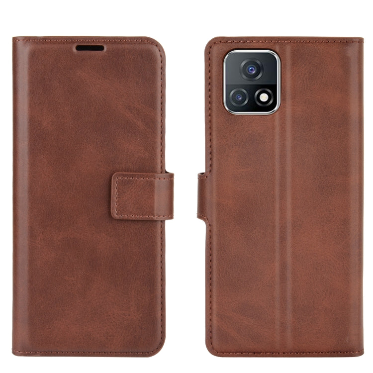 Retro Calf Pattern Buckle Card Wallet Left and Right Flip Phone Holster with Bracket Function For vivo iQOO U3 / Y52S
