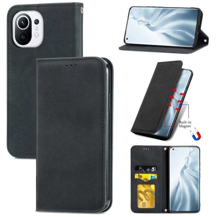 For Xiaomi Mi 11 Retro Skin Feel Business Magnetic Horizontal Flip Leather Case With Holder & Card Slots & Wallet & Photo Frame