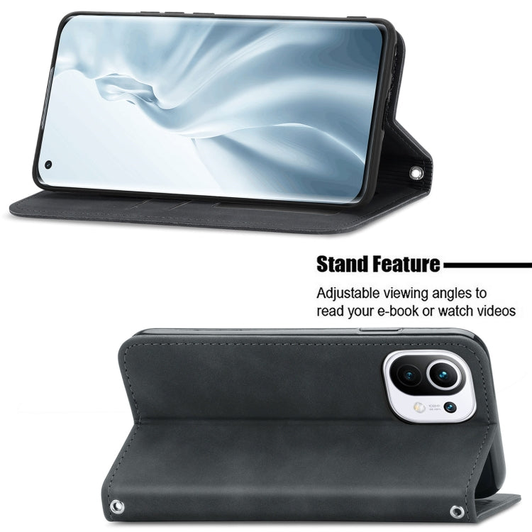 For Xiaomi Mi 11 Retro Skin Feel Business Magnetic Horizontal Flip Leather Case With Holder & Card Slots & Wallet & Photo Frame