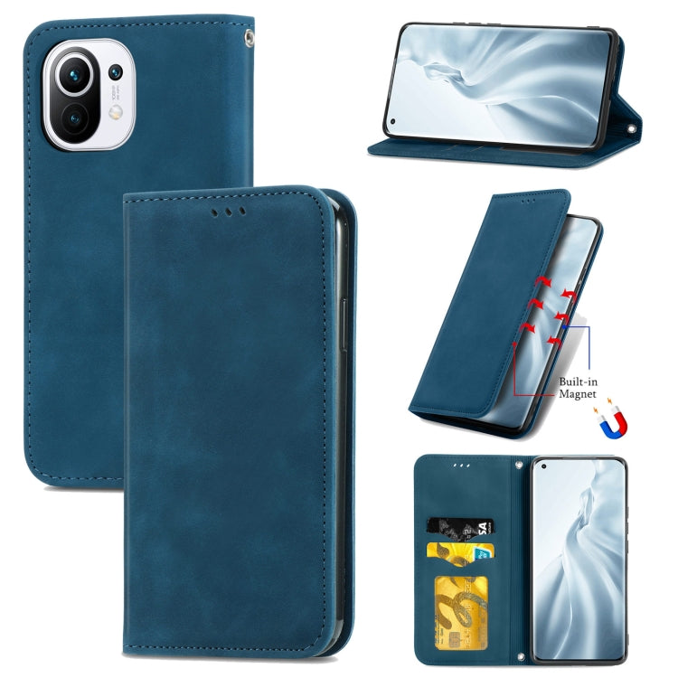 For Xiaomi Mi 11 Retro Skin Feel Business Magnetic Horizontal Flip Leather Case With Holder & Card Slots & Wallet & Photo Frame