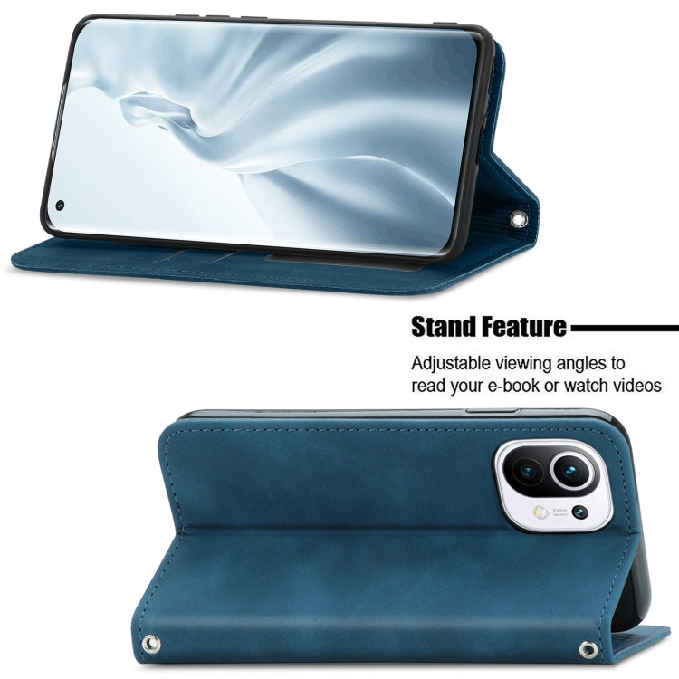 For Xiaomi Mi 11 Retro Skin Feel Business Magnetic Horizontal Flip Leather Case With Holder & Card Slots & Wallet & Photo Frame