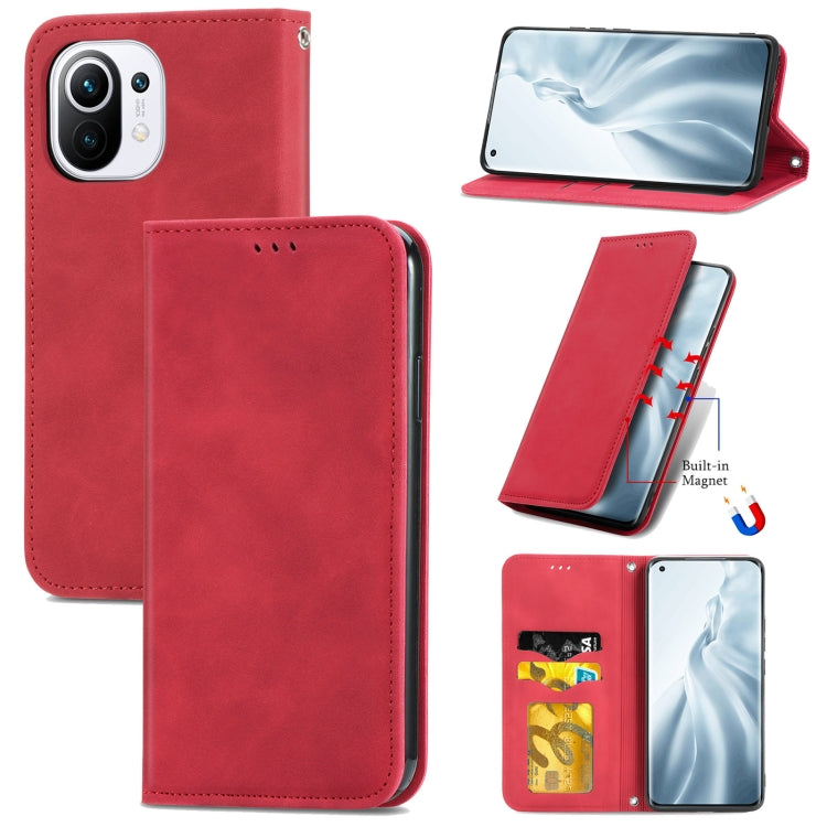 For Xiaomi Mi 11 Retro Skin Feel Business Magnetic Horizontal Flip Leather Case With Holder & Card Slots & Wallet & Photo Frame