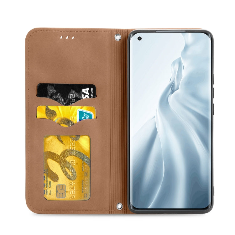 For Xiaomi Mi 11 Retro Skin Feel Business Magnetic Horizontal Flip Leather Case With Holder & Card Slots & Wallet & Photo Frame