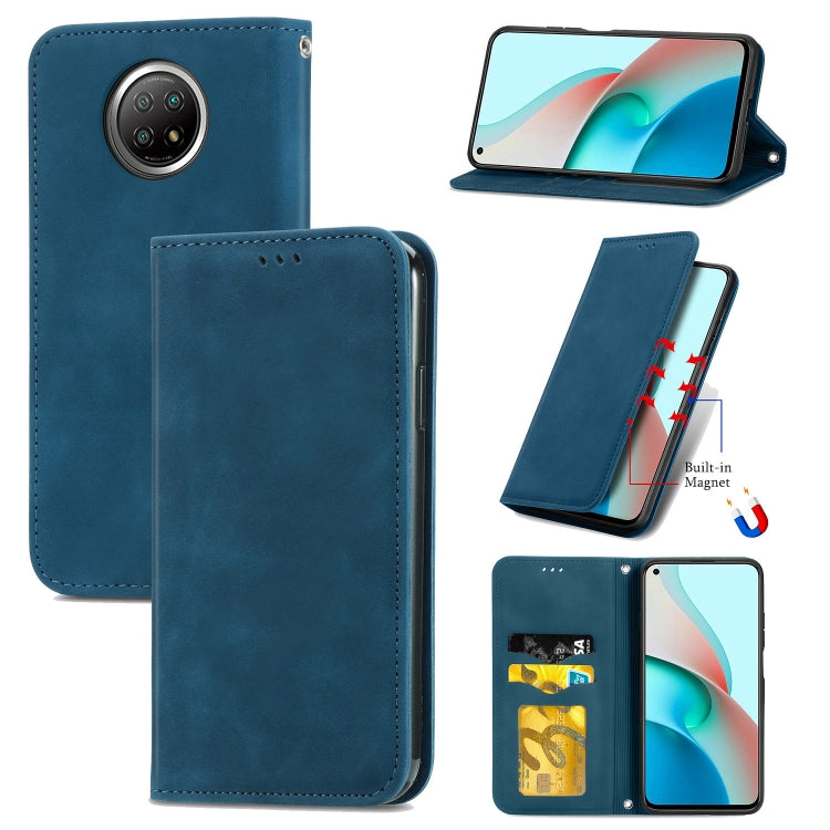 For Xiaomi Redmi Note 9 5G Retro Skin Feel Business Magnetic Horizontal Flip Leather Case With Holder & Card Slots & Wallet & Photo Frame