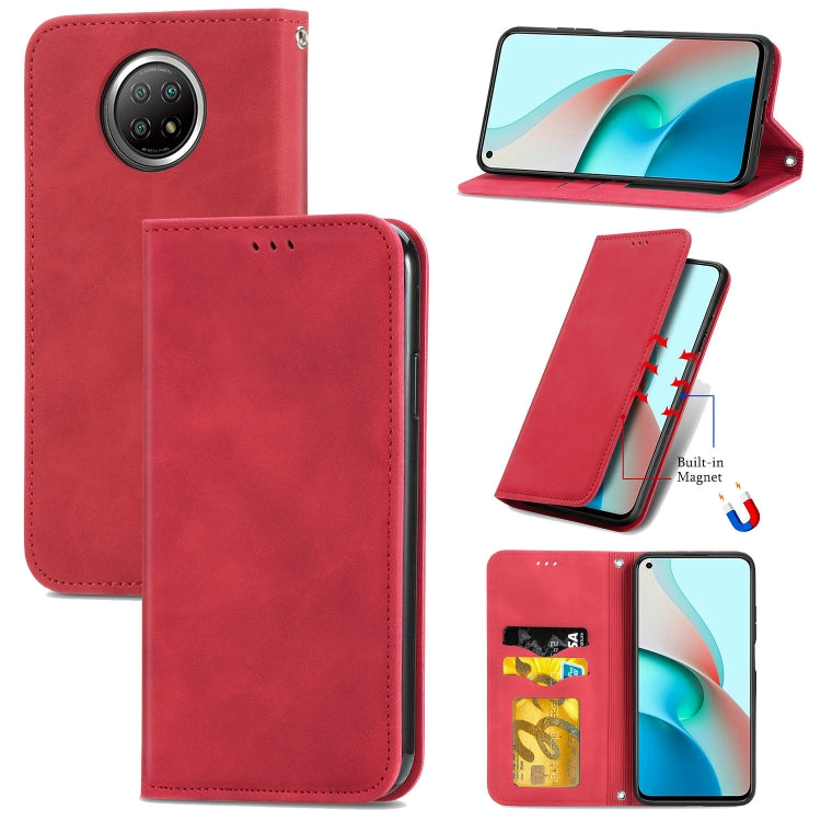 For Xiaomi Redmi Note 9 5G Retro Skin Feel Business Magnetic Horizontal Flip Leather Case With Holder & Card Slots & Wallet & Photo Frame