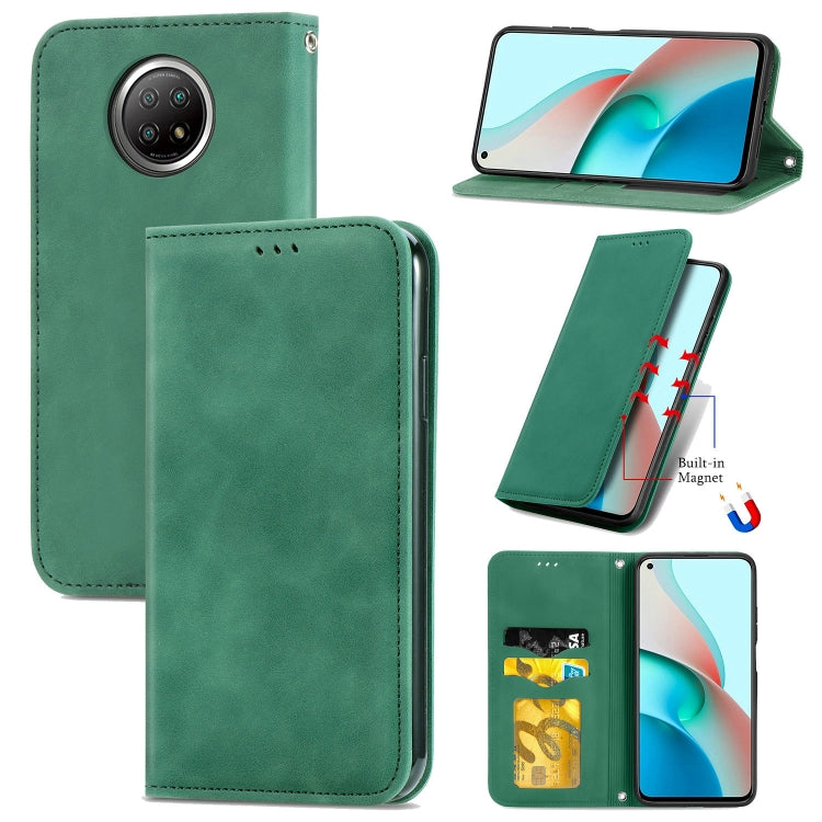 For Xiaomi Redmi Note 9 5G Retro Skin Feel Business Magnetic Horizontal Flip Leather Case With Holder & Card Slots & Wallet & Photo Frame
