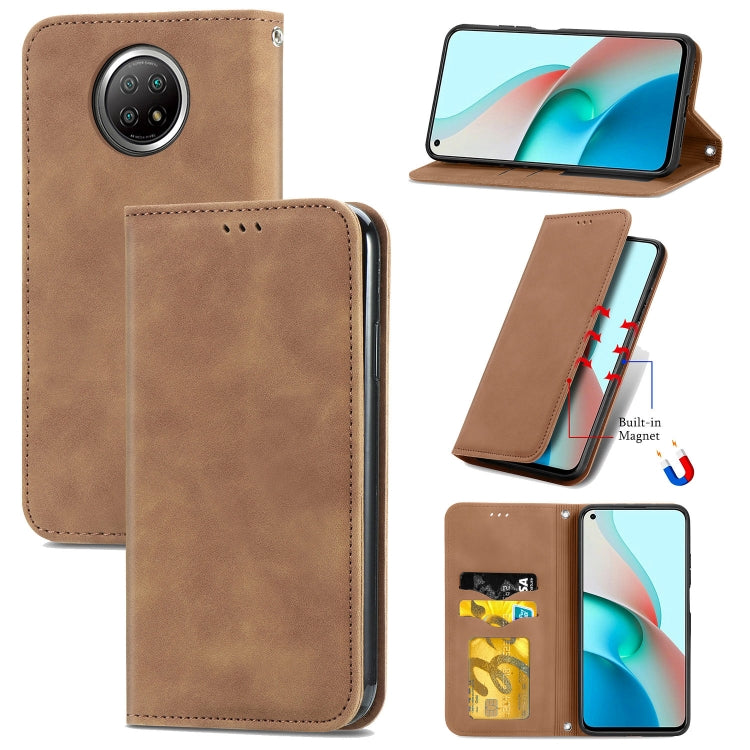 For Xiaomi Redmi Note 9 5G Retro Skin Feel Business Magnetic Horizontal Flip Leather Case With Holder & Card Slots & Wallet & Photo Frame