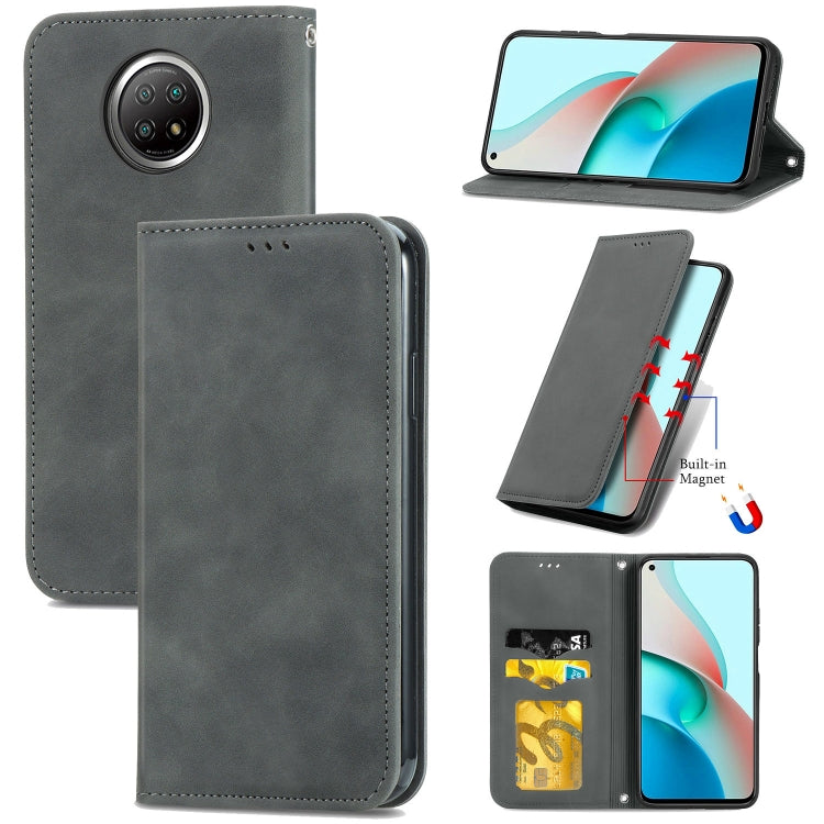For Xiaomi Redmi Note 9 5G Retro Skin Feel Business Magnetic Horizontal Flip Leather Case With Holder & Card Slots & Wallet & Photo Frame