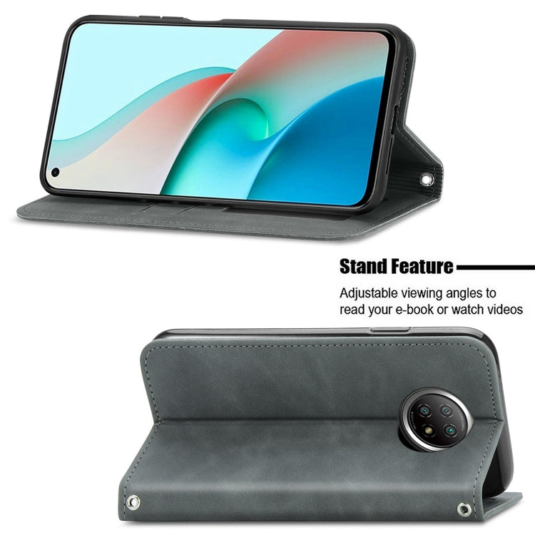 For Xiaomi Redmi Note 9 5G Retro Skin Feel Business Magnetic Horizontal Flip Leather Case With Holder & Card Slots & Wallet & Photo Frame