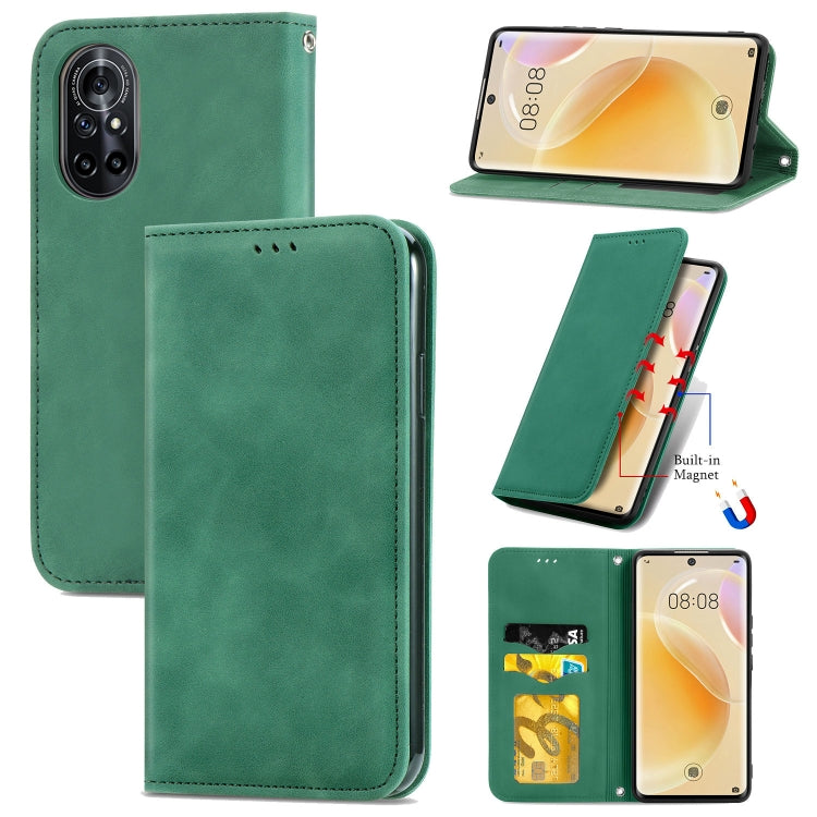 For Huawei Nova 8 5G Retro Skin Feel Business Magnetic Horizontal Flip Leather Case With Holder & Card Slots & Wallet & Photo Frame