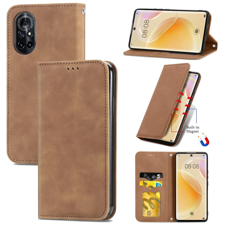 For Huawei Nova 8 5G Retro Skin Feel Business Magnetic Horizontal Flip Leather Case With Holder & Card Slots & Wallet & Photo Frame